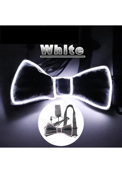 Beyaz Papyon Caz Dansçısı Tel Parlayan Çizgi Beyefendi Kap Şekeri Çekici Çılgın LED Şerit Neon Silindir Şapka Kravat Olay Düğün Parti Malzemeleri (Yurt Dışından)