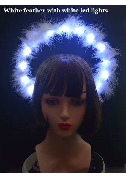 24 Kadın Kız Glow LED Işıkları Tanrıça Taç Melek Gelin Altın Halo Kafa Bandı Inci Saç Bandı Doğum Günü Partisi Cosplay Düğün Karnaval (Yurt Dışından)