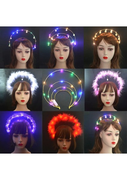 24 Kadın Kız Glow LED Işıkları Tanrıça Taç Melek Gelin Altın Halo Kafa Bandı Inci Saç Bandı Doğum Günü Partisi Cosplay Düğün Karnaval (Yurt Dışından) fiyatları