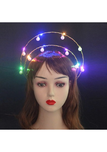 24 Kadın Kız Glow LED Işıkları Tanrıça Taç Melek Gelin Altın Halo Kafa Bandı Inci Saç Bandı Doğum Günü Partisi Cosplay Düğün Karnaval (Yurt Dışından) modelleri
