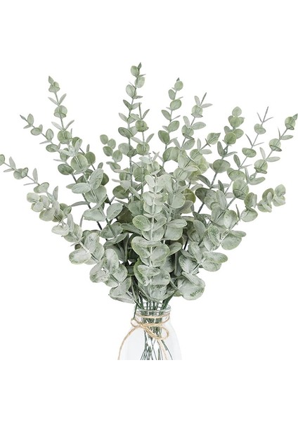 E-10PCS 10PCS Altın Okaliptüs Yaprağı Yapay Bitkiler Diy Noel Sahte Bitki Çiçek Buketi Süs Ev Bahçe Partisi Düğün Dekor (Yurt Dışından)