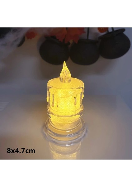 8x4.7 cm S 3 Adet LED Gerçekçi Pille Çalışan Mumlar, Ev Noel Yeni Yıl Süslemeleri Için Şeffaf Şamdan ile Alevsiz Mumlar (Yurt Dışından)