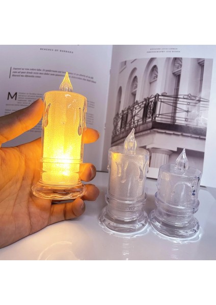 8x4.7 cm S 3 Adet LED Gerçekçi Pille Çalışan Mumlar, Ev Noel Yeni Yıl Süslemeleri Için Şeffaf Şamdan ile Alevsiz Mumlar (Yurt Dışından) fiyatları