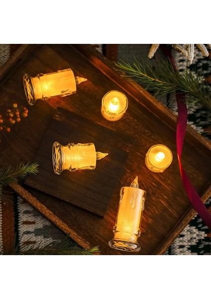 8x4.7 cm S 3 Adet LED Gerçekçi Pille Çalışan Mumlar, Ev Noel Yeni Yıl Süslemeleri Için Şeffaf Şamdan ile Alevsiz Mumlar (Yurt Dışından) fırsatları