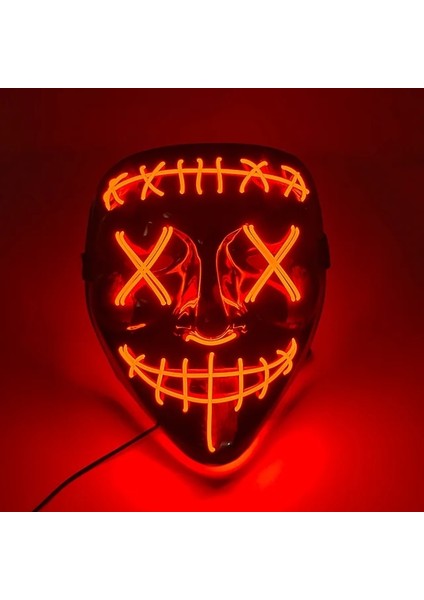 A1 Sabit Yeni Parlak Neon El Tel Parti Maskesi Cadılar Bayramı Yanıp Sönen Tasfiye Korku Maskesi Parlayan Korkunç Masquerade (Yurt Dışından)
