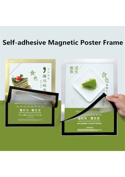Gümüş A5 Şeffaf Duvara Monte Kendinden Yapışkanlı Manyetik Belge Burcu Tutucu Resim Poster Ekran Plastik Çerçeve (Yurt Dışından)