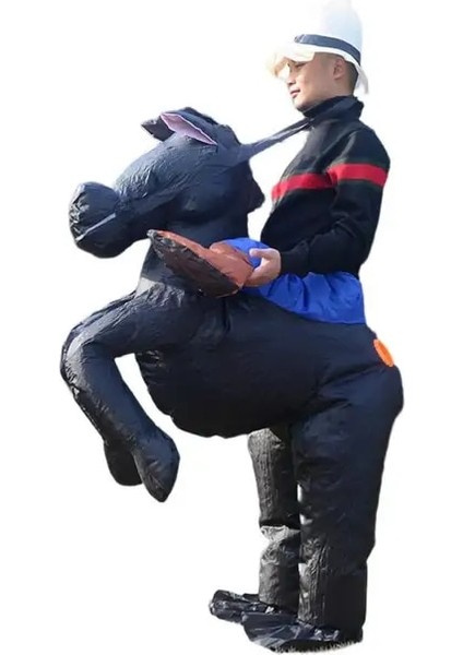 Siyah Kullanışlı Şişme Kostüm 4 Renk At Kostümü Yumuşak Elastik Çok Fonksiyonlu Premium Şişme At Kostümü (Yurt Dışından)