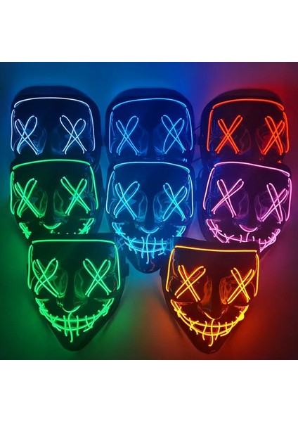 K01 1p Korkunç Cadılar Bayramı Colplay Light Up Tasfiye Maskesi Cadılar Bayramı Masquerade Partisi Çocuklar Erkekler Kadınlar Için LED Yüz Maskeleri Karanlıkta Parlayan Maske (Yurt Dışından) fırsatları