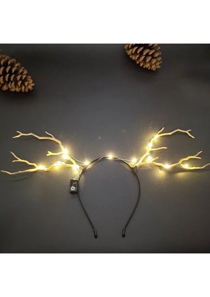 32 Kadın Kızlar Parti LED Glow Kafa Bandı Elk Berry Boynuz Light Up Ağaç Dalı Cosplay Doğum Günü Noel Navidad Dekorasyon 2023 (Yurt Dışından)