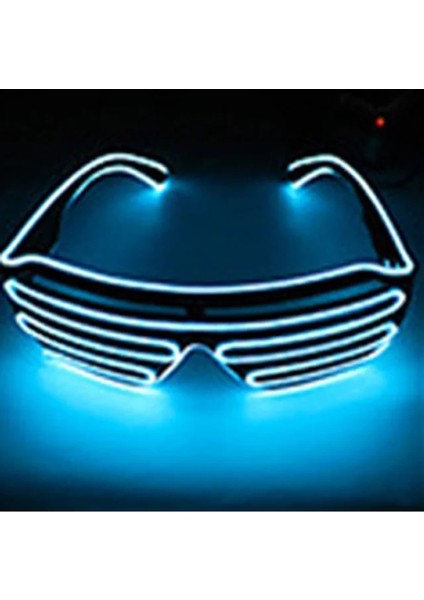 Mavi 10 Renk Yanıp Sönen Gözlük El Tel Neon LED Güneş Gözlüğü Bar Parti Dans Dj Parlak Yanıp Sönen Güneş Gözlüğü Erkekler Light Up Gözlük (Yurt Dışından)