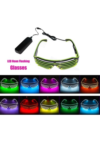 Mavi 10 Renk Yanıp Sönen Gözlük El Tel Neon LED Güneş Gözlüğü Bar Parti Dans Dj Parlak Yanıp Sönen Güneş Gözlüğü Erkekler Light Up Gözlük (Yurt Dışından)