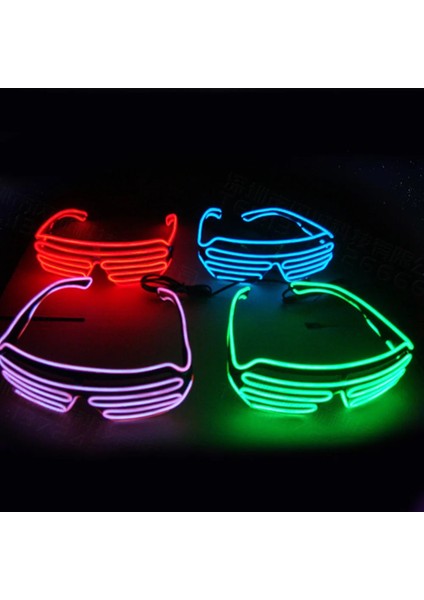 Mavi 10 Renk Yanıp Sönen Gözlük El Tel Neon LED Güneş Gözlüğü Bar Parti Dans Dj Parlak Yanıp Sönen Güneş Gözlüğü Erkekler Light Up Gözlük (Yurt Dışından)