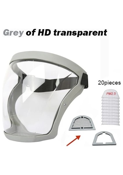 Gri 20FILTERS Faceshield Eyeshield Toz Kapağı Şeffaf Moto Bisiklet Rüzgar Geçirmez Maske Tam Yüz Toz Geçirmez Anti-Rüzgar Kaynak Güvenlik Gözlükleri (Yurt Dışından)