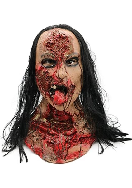 X24070 Cadılar Bayramı Korku Kanlı Maske Ürpertici Kötü Yetişkinler Zombi Canavar Vampir Şeytan Lateks Kostüm Partisi Tam Yüz Maskesi Masquerade Sahne (Yurt Dışından) indirimleri