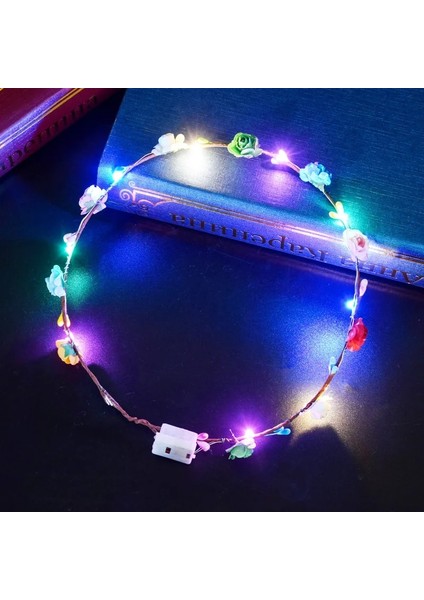 Çok Renkli 1 Adet Çiçek Çelenk Aydınlık 10-Led Başlığı Çelenk Taç Çiçek Kafa Bandı Parlayan Çelenk Düğün Parti Için Noel Çelenkler (Yurt Dışından)