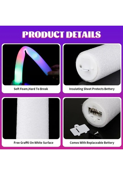 30 Adet Beyaz 12/30/60 Adet LED Glow Sticks Toplu Renkli Rgb Glow Köpük Sopa Tezahürat Tüpü Koyu Işık Noel Doğum Günü Düğün Parti Malzemeleri (Yurt Dışından) indirimleri
