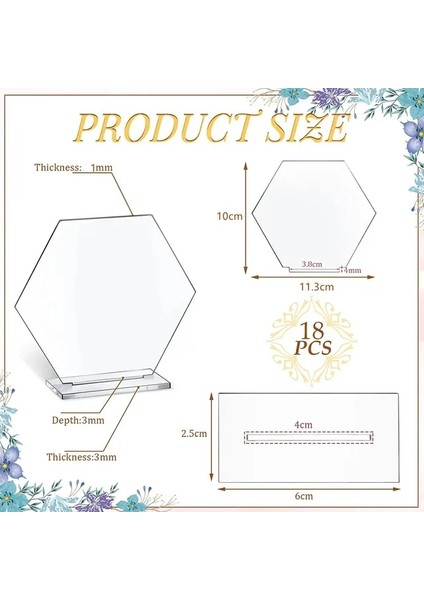 Temizle 10 Adet 50/20 Set Şeffaf Akrilik Burcu Standı ile Boş Altıgen Akrilik Koltuk Kartı Dıy Masa Numarası Plaka Düğün Parti Olay Resepsiyon Için (Yurt Dışından)