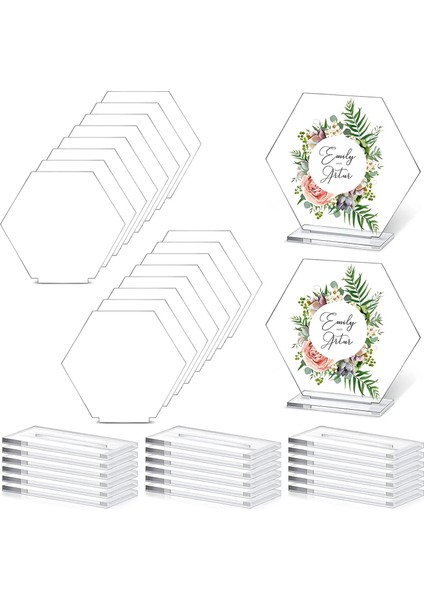 Temizle 10 Adet 50/20 Set Şeffaf Akrilik Burcu Standı ile Boş Altıgen Akrilik Koltuk Kartı Dıy Masa Numarası Plaka Düğün Parti Olay Resepsiyon Için (Yurt Dışından) fiyatları