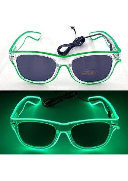 Yeşil Glow Neon Rave Gözlük El Tel Yanıp Sönen LED Güneş Gözlüğü Light Up Kostümleri Glow Parti Malzemeleri Cadılar Bayramı Dekorasyon (Yurt Dışından)