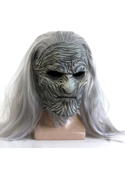 C Cadılar Bayramı Beyaz Yürüyüşe Maske Eldiven Cosplay Gece Kral Zombi Korku Pervane Gri Peruk ile Lateks (Yurt Dışından) modelleri