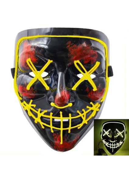 D Neon Maske LED Işık Up Parti Maskeleri Tasfiye Seçim Yılı Büyük Komik Korkunç Maskeler Festivali Cosplay Kostüm Malzemeleri Glow Parti (Yurt Dışından)