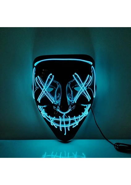 D Neon Maske LED Işık Up Parti Maskeleri Tasfiye Seçim Yılı Büyük Komik Korkunç Maskeler Festivali Cosplay Kostüm Malzemeleri Glow Parti (Yurt Dışından) fiyatları