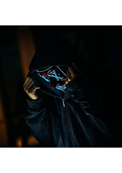 D Neon Maske LED Işık Up Parti Maskeleri Tasfiye Seçim Yılı Büyük Komik Korkunç Maskeler Festivali Cosplay Kostüm Malzemeleri Glow Parti (Yurt Dışından) modelleri