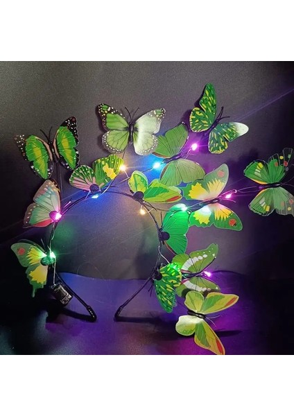 Mor 3 Işık Modu LED Glow Simülasyon Pembe Mavi Kelebek Çiçek Şube Noel Kafa Bandı Headdress Parti Dekorasyon Sahne Paskalya (Yurt Dışından) modelleri