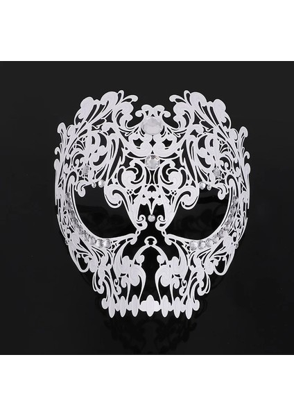 Siyah Kafatası Tam Yüz Masquerade Maskesi Mardi Gras Parti Rhinestones ile Metal Hollow Out Maskeleri Kostüm Paskalya (Yurt Dışından) indirimleri
