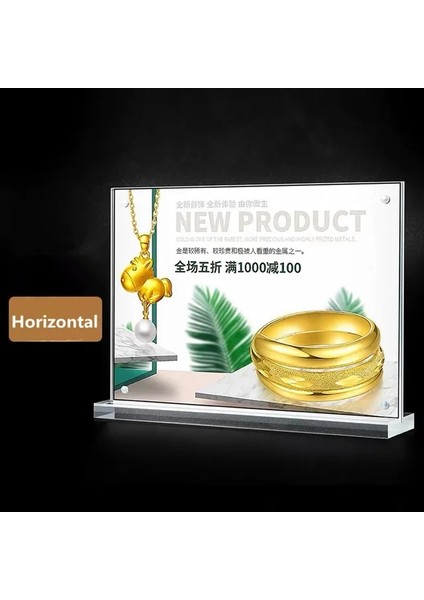 Yatay 100*150MM Çift Taraflı Şeffaf Akrilik Menü Kağıt Tutucu Standı Plastik Masa Burcu Kart Tutucu Masaüstü Mesaj Posteri Ekran Standı (Yurt Dışından)