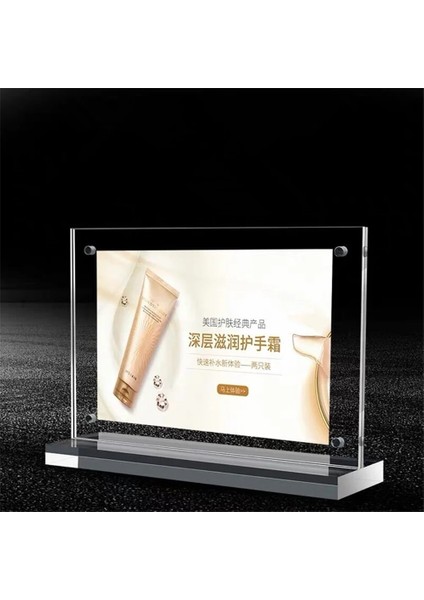 Yatay 100*150MM Çift Taraflı Şeffaf Akrilik Menü Kağıt Tutucu Standı Plastik Masa Burcu Kart Tutucu Masaüstü Mesaj Posteri Ekran Standı (Yurt Dışından) fiyatları