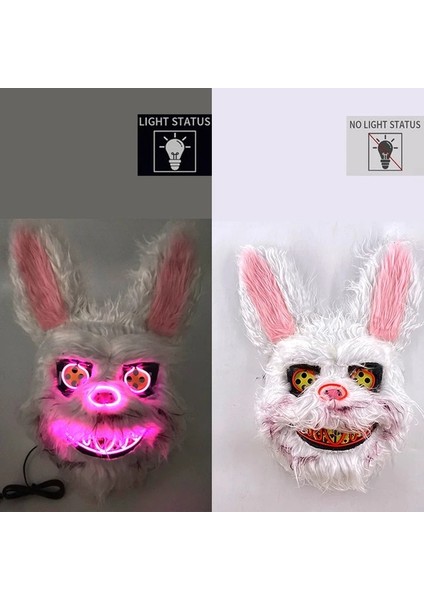 Tip B Yeni Tasarım Parlayan Kanlı Tavşan Maskesi LED Neon Cosplay Ayı Maskesi Cadılar Bayramı Korku Karnaval Masquerade Kostüm Dekorasyon Sahne (Yurt Dışından)
