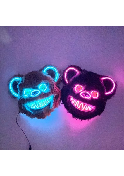 Tip B Yeni Tasarım Parlayan Kanlı Tavşan Maskesi LED Neon Cosplay Ayı Maskesi Cadılar Bayramı Korku Karnaval Masquerade Kostüm Dekorasyon Sahne (Yurt Dışından) indirimleri