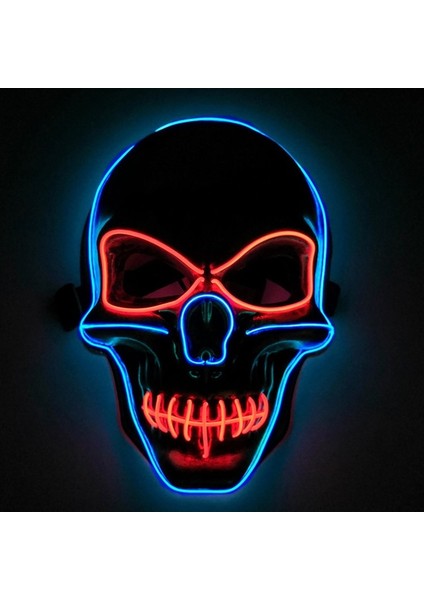 Mavi Kırmızı Cadılar Bayramı LED Maske Tasfiye Maskeleri Seçim Maskara Kostüm Partisi Işığı Karışık Renkli Maske Karanlıkta Glow Korku Maskesi Parlayan Masker (Yurt Dışından)