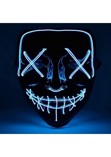 Buz Mavisi Korkunç Cadılar Bayramı Colplay Light Up Tasfiye Maskesi Cadılar Bayramı Masquerade Partisi LED Yüz Maskeleri Çocuklar Erkekler Kadınlar Için Karanlıkta Parlayan Maske (Yurt Dışından)
