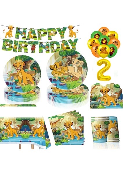 1 Adet Masa Örtüsü Disney Aslan Kral Simba Tema Doğum Günü Partisi Süslemeleri Kağıt Bardak Plaka Masa Örtüsü Banner Balonlar Erkek Bebek Duş Malzemeleri (Yurt Dışından)