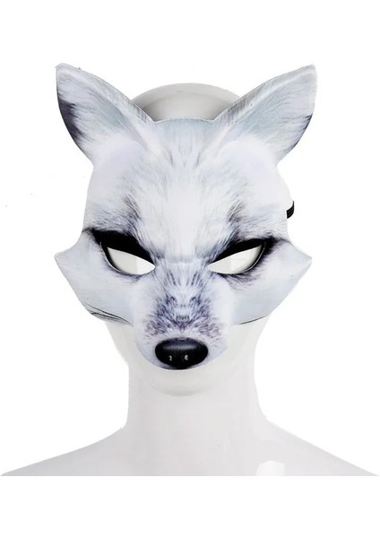 Beyaz Tilki Cadılar Bayramı 3D Kaplan Domuz Tilki Hayvan Maskesi Masquerade Parti Cosplay Kostüm Aksesuarları Sahne Unisex Hayvanlar Yarım Yüz Maskeleri (Yurt Dışından)