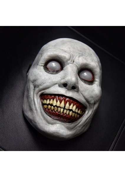 LED Maske A 2021 Yeni Cadılar Bayramı Maskesi Çünkü Exorcist Korku Gülümseme Yeşil Yüz Beyaz Göz Iblis Maskesi Cadılar Bayramı Maskesi (Yurt Dışından)