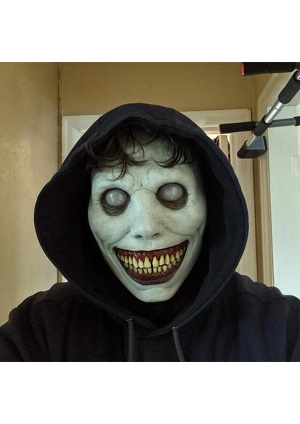 LED Maske A 2021 Yeni Cadılar Bayramı Maskesi Çünkü Exorcist Korku Gülümseme Yeşil Yüz Beyaz Göz Iblis Maskesi Cadılar Bayramı Maskesi (Yurt Dışından)