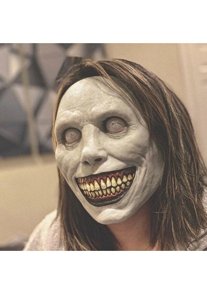 LED Maske A 2021 Yeni Cadılar Bayramı Maskesi Çünkü Exorcist Korku Gülümseme Yeşil Yüz Beyaz Göz Iblis Maskesi Cadılar Bayramı Maskesi (Yurt Dışından)