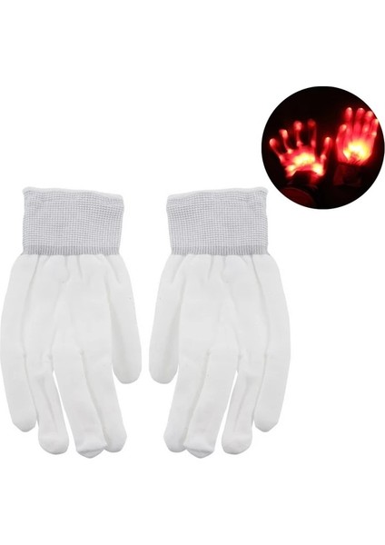 Kırmızı 1 Çift LED Işık Up El Parmak Eldiven Cadılar Bayramı Noel Kostüm Dans Dekor LED Eldiven Cadılar Bayramı El Dekor Festivali Aksesuarı (Yurt Dışından)