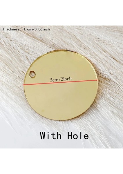 5 cm Delikli 25 Adet Boş Altın Ayna Akrilik Yuvarlak Düğün Yeri Kartı Daire Levha Hediye/bagaj Etiketi Dıy Zanaat Sanat Boyama Anahtarlık Parti Dekor (Yurt Dışından)