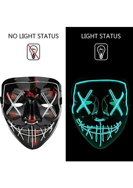 Buz Mavisi Korkunç Cadılar Bayramı Maskesi Cosplay Light Up Tasfiye Cadılar Bayramı Masquerade Partisi Çocuklar Erkekler Kadınlar Için LED Yüz Maskeleri Karanlıkta Parlayan Maske (Yurt Dışından) fırsatları