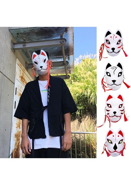 C Anime Şeytan Avcısı Tilki Maskeleri Japon Kedi Maskesi Yarım Yüz Masquerade Festivali Kabuki Kitsune Maskeleri Parti Cosplay Propsani.ağ (Yurt Dışından) modelleri
