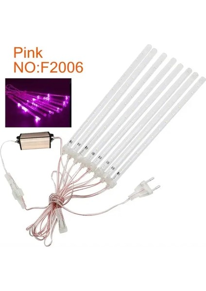 Pembe F2006 Au Tak 50 cm Su Geçirmez Meteor Yağmuru Yağmur 8 Tüp LED Dize Işıklar 30 cm / 50 cm Dış Mekan Tatil Noel Dekorasyon Ağacı Ab/abd/au/ingiltere Tak (Yurt Dışından)