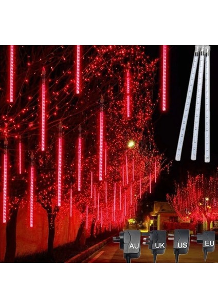 Pembe F2006 Au Tak 50 cm Su Geçirmez Meteor Yağmuru Yağmur 8 Tüp LED Dize Işıklar 30 cm / 50 cm Dış Mekan Tatil Noel Dekorasyon Ağacı Ab/abd/au/ingiltere Tak (Yurt Dışından) fiyatları