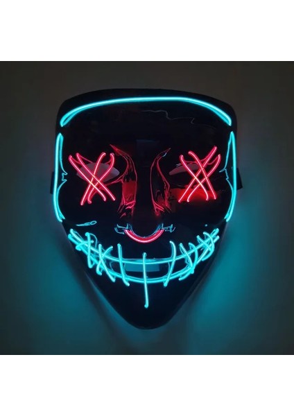 B02 Cadılar Bayramı Neon Maskesi Karışık Renkli LED Maskeler Masque Masquerade Parti Korku Maskeleri Karanlıkta Glow Komik Cosplay Kostüm Malzemeleri (Yurt Dışından)