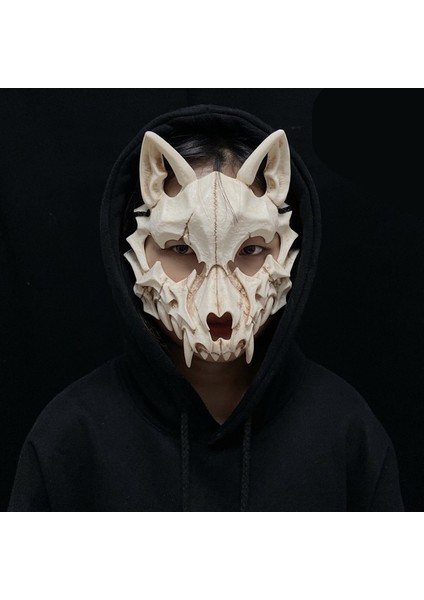 Siyah-B Cadılar Bayramı Şeytan Maskesi Kurt Adam Kafatası Maskesi Kostümleri Anime Cosplay Maske Yüz Şapkalar Korku Sahne Parti Cadılar Bayramı Dekorasyon (Yurt Dışından)