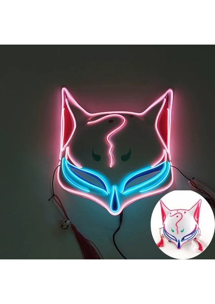 Tip L Cadılar Bayramı Gizemli Gülümseyen Tam Yüz Maskesi Cosplay Japon Anime Yüksek Katlı Invasion Karnaval Partisi Için LED Işıklı Maske (Yurt Dışından)