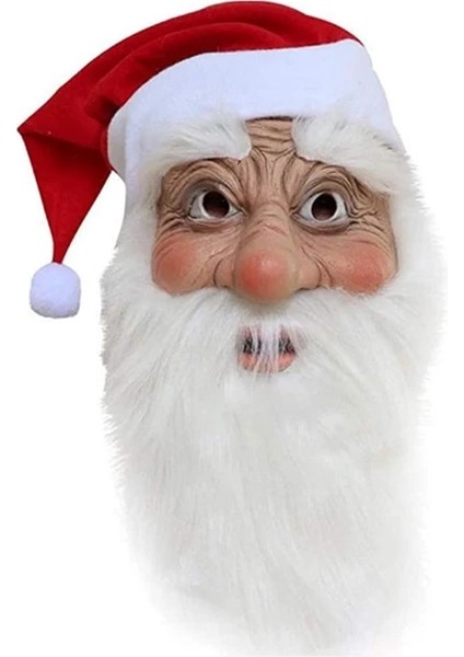 01 Noel Baba Tam Lateks Maske Peruk Sakal Noel Tatili Yumuşak Noel Baba Maskesi Komik Maske Süper Yumuşak Noel Baba Cadılar Bayramı Maskesi (Yurt Dışından)